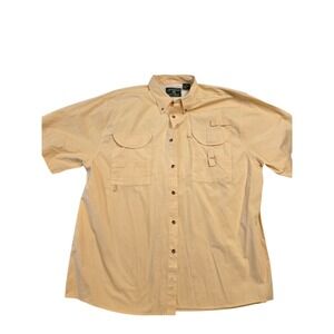 Pflueger Gold Medalist Mens XXL Yellow Short Sleeve Fishing Shirt Vented Cotton